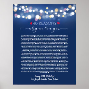 40 Gründe, warum ich Ihnen blaue Lichter Liebe hab Poster