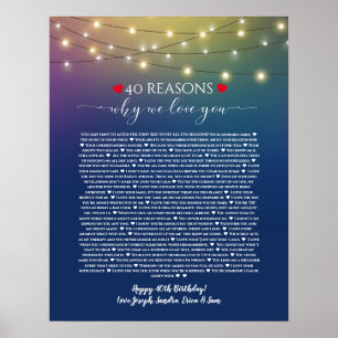 40 Gründe, warum ich Ihnen blaue Lichter Liebe hab Poster