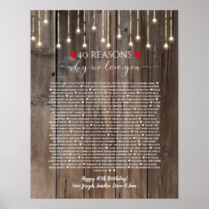 40 Gründe, warum ich Ihnen Holzleuchten habe Poster