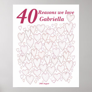 40 Gründe warum wir Dich lieben - 40. Geburtstagsf Poster