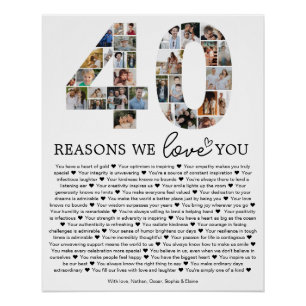 40 Gründe, warum wir dich lieben Foto-Collage-Gesc Poster