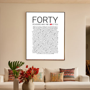 40 Gründe, warum wir dich lieben Hochzeitsgelübde Poster