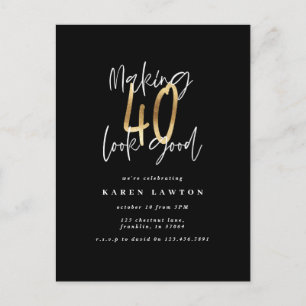40 gut aussehen lassen modern goldene und schwarze postkarte
