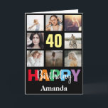 40. Happy Birthday Foto Collage Modern Black Karte<br><div class="desc">40th Happy Birthday Foto Collage Moderne Black Card mit personalisiertem Namen. Für weitere Anpassungen klicken Sie bitte auf die Schaltfläche "Anpassen" und verwenden Sie unser Designwerkzeug, um diese Vorlage zu ändern.</div>