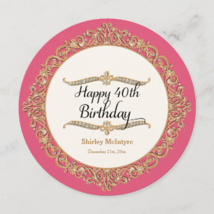 40. Happy Birthday Party Celebration Round Invite Einladung