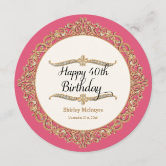 40. Happy Birthday Party Celebration Round Invite Einladung