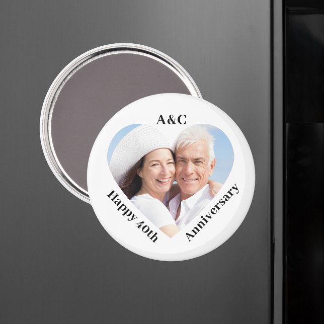 40 Heiratsjahrfeier Couple Keepake Heart Foto Magnet (40 Wedding Anniversary Couple Keepsake Heart Photo Magnet
)