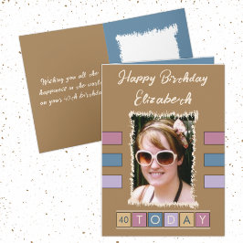 40 heute fügen Foto-Alter Name Braun Geburtstag Karte