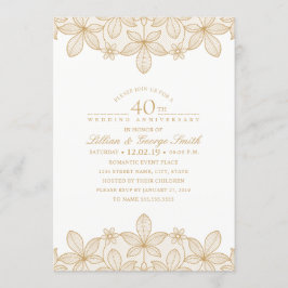 40. Hochzeit Jubiläum Elegantes Golden Lace Einladung