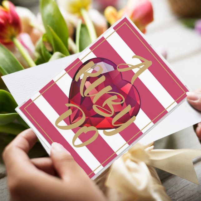 40. Hochzeit Jubiläum Red Striped Elegant Einladung (Von Creator hochgeladen)