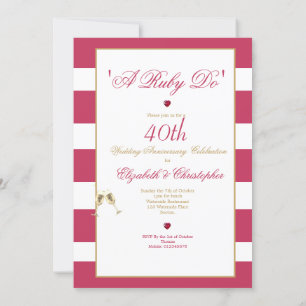 40. Hochzeit Jubiläum Rotes Elegant Ein Ruby Do Einladung