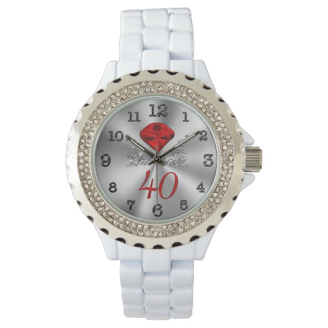 40. Hochzeit Jubiläum Uhr für sie (Vorderseite)