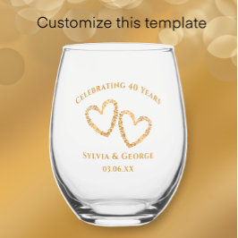 40. Hochzeit Personalisiert Weinglas Ohne Stiel