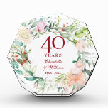 40. Hochzeit Ruby Jubiläum Rose Garland  Fotoblock<br><div class="desc">Dieses elegante 40-jährige Hochzeitsszenario mit einer zarten Aquarellgarage personalisiert mit Jubiläumsinformationen in elegantem Text. Entwickelt von Thisisnotme©</div>