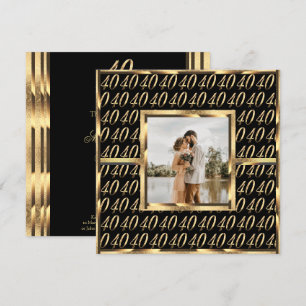 40. Hochzeits-Rubin-Jubiläum Schwarz und Gold Einladung