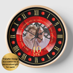 40. Hochzeitsjubiläum FOTO Geschenk Rubinrot Uhr