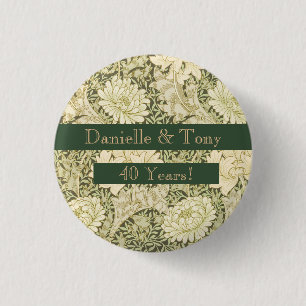 40. Hochzeitsjubiläums-Blumenstrauß  Button