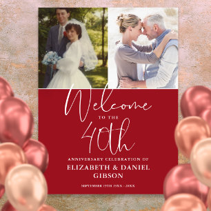 40. Hochzeitstag 2 Foto Begrüßungszeichen Poster