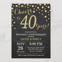 40. Hochzeitstag Chalkboard Black and Gold