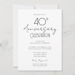 40. Hochzeitstag Elegante Script-Einladung Einladung