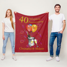 40. Hochzeitstag Feier Rot Fleecedecke