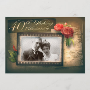 40. Hochzeitstag Foto Vintage Einladungen