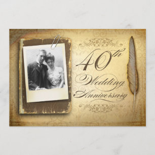 40. Hochzeitstag Foto Vintage Einladungen