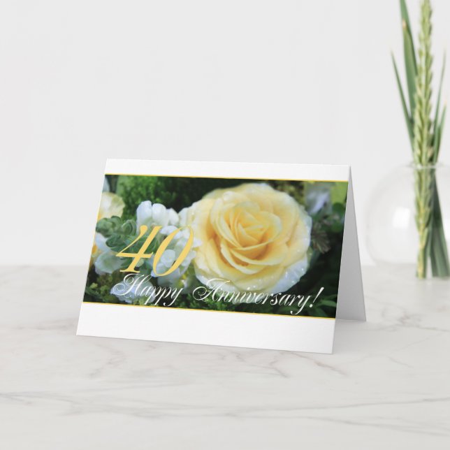40. Hochzeitstag - Gelbe Rose Karte (Vorderseite)