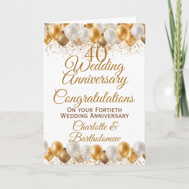 40. Hochzeitstag Glückwunsch Karte (Vorderseite)