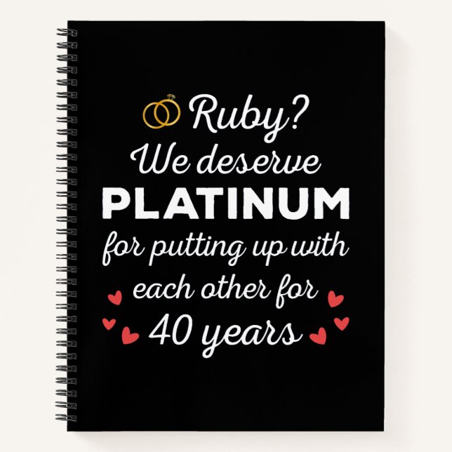 40. Hochzeitstag I - Ruby Funny Couple Notizbuch (Vorderseite)