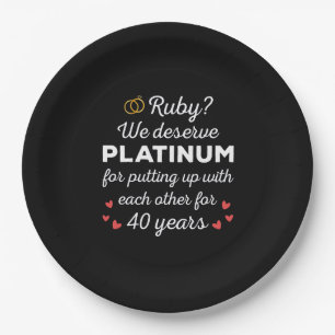 40. Hochzeitstag I - Ruby Funny Couple Pappteller