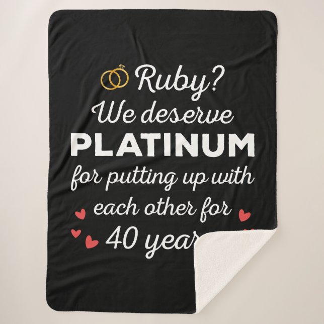 40. Hochzeitstag I - Ruby Funny Couple Sherpadecke (Vorderseite)