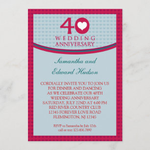 40. Hochzeitstag-Jubiläumseinladung Einladung