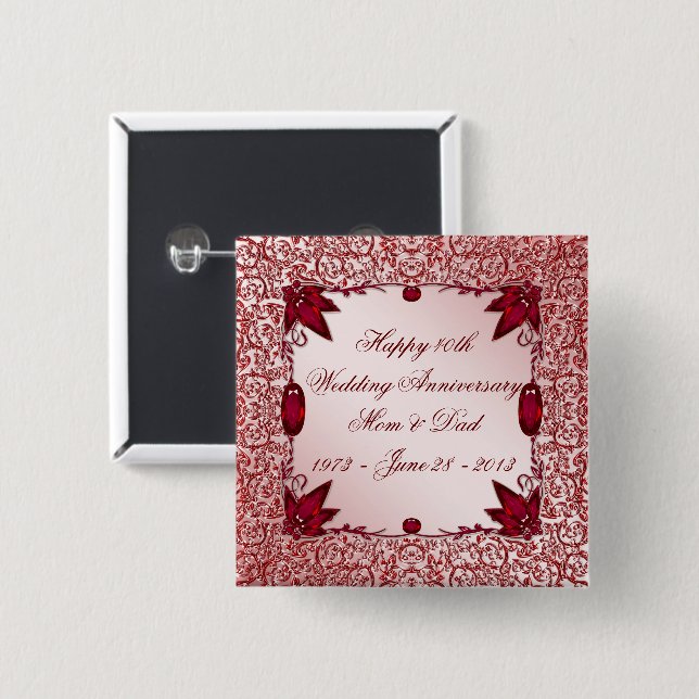 40. Hochzeitstag-Knopf Button (Vorne & Hinten)