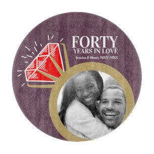 40. Hochzeitstag Party rubinroter Edelstein Schneidebrett