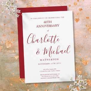 40. Hochzeitstag Ruby Elegant Script Einladung
