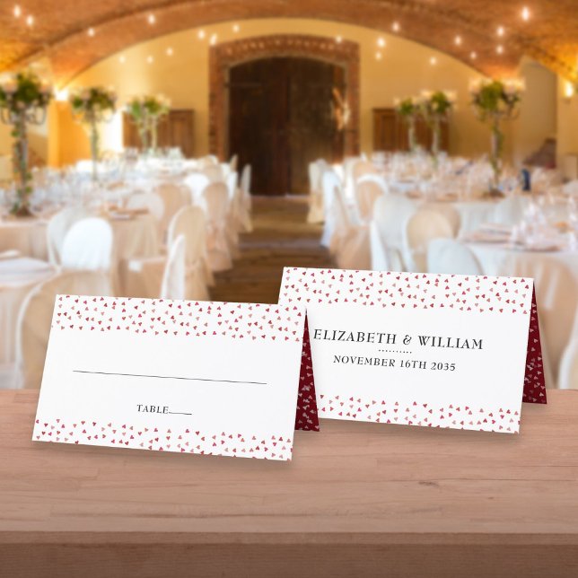 40. Hochzeitstag Ruby Hearts Platzkarte (40th Wedding Anniversary Ruby Hearts Place Card)