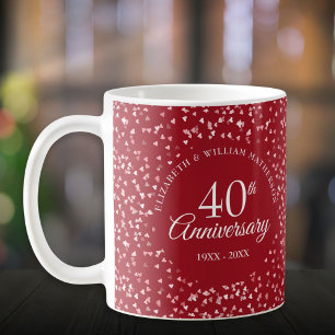 40. Hochzeitstag Ruby-Herzen Kaffeetasse