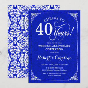 40. Hochzeitstag - Sapphire Blue White Einladung