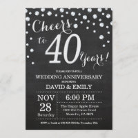 40. Hochzeitstag Schwarzes Silber Chalkboard