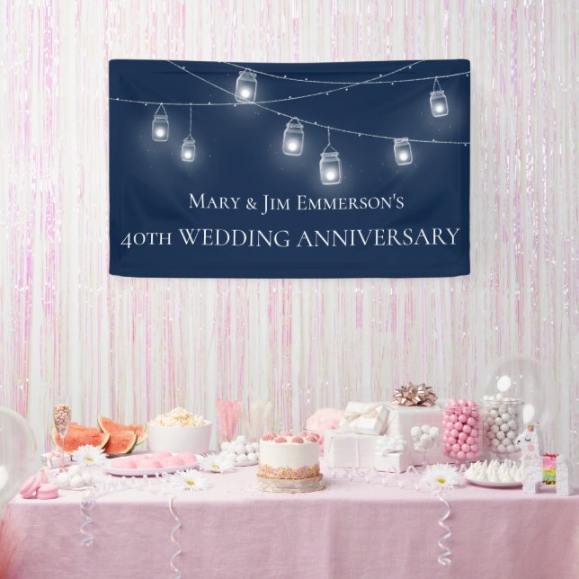 40. Hochzeitstag - String Lights - Banner (Party)