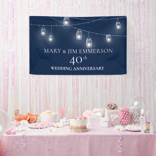 40. Hochzeitstag - String Lights - Banner (Party)