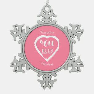 40. Hochzeitstag traditionelles Ruby Schneeflocken Zinn-Ornament
