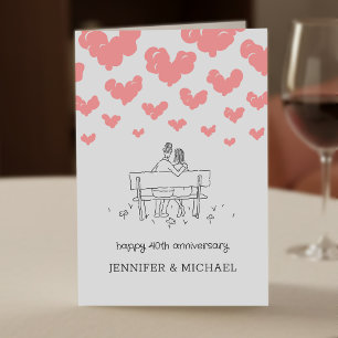 40. Hochzeitstag Verheiratetes Paar Herzen Karte