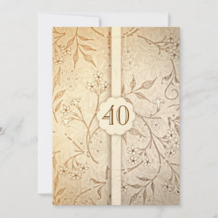 40. Hochzeitstag Vintage-Blumen-Einladungen Einladung