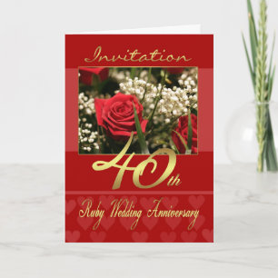 40. Hochzeitstageinladungskarte - Rubin wir Einladung