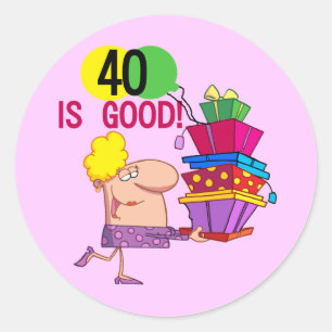40 ist gute Geburtstags-T-Shirts und Geschenke Runder Aufkleber