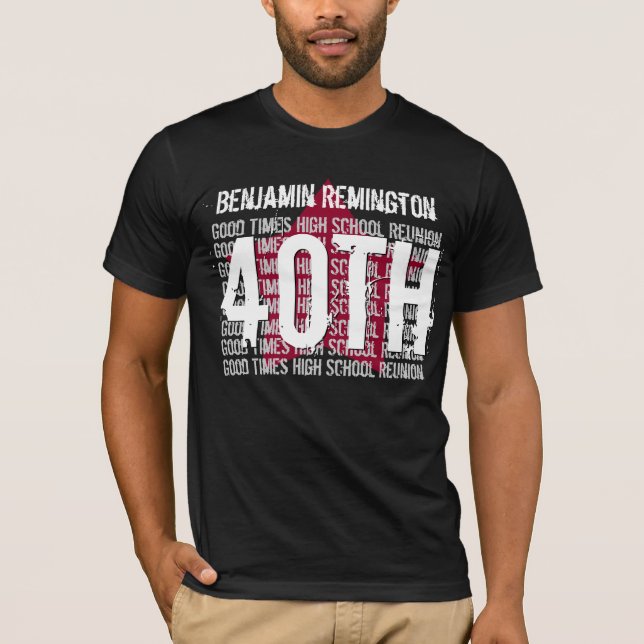 40 Jahr-SchulWiedersehen irgendein Kalenderjahr T-Shirt (Vorderseite)