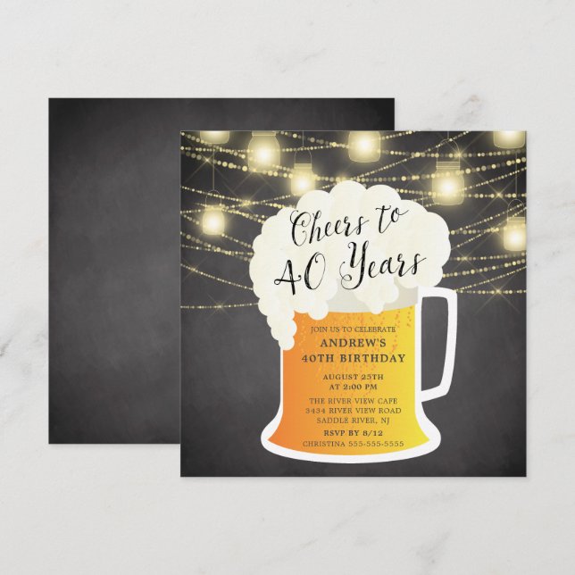40 Jahre 40. Geburtstagsfeier Einladung (Vorne/Hinten)