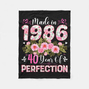 40 Jahre alt, hergestellt 1986, Blumen 40. Geburts Fleecedecke